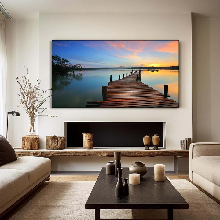 Tablou Peisaj - Pontonul Timpului - 50 x 70 cm, tablou peisaj premium, decor pentru living, dormitor, birou sau hol, cadou inspirat, tablou modern, sasiu lemn, Vizio Tablouri Canvas®