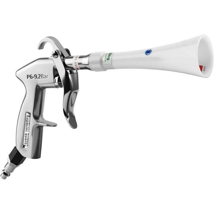 Overtang levegőfúvó pisztoly, alumínium, állítható fúvókával, réz, 360°-ban forgatható, 6-8 bar