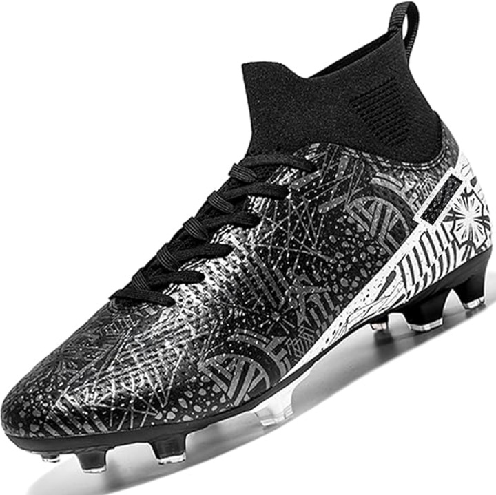 Футболни обувки, Donbest, за изкуствена трева, издръжливи, удобни, черни, синтетична кожа и PVC, 45 EU