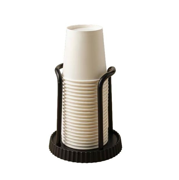 Set 2 suporturi bauturi, General, ajustabile, plastic, negru