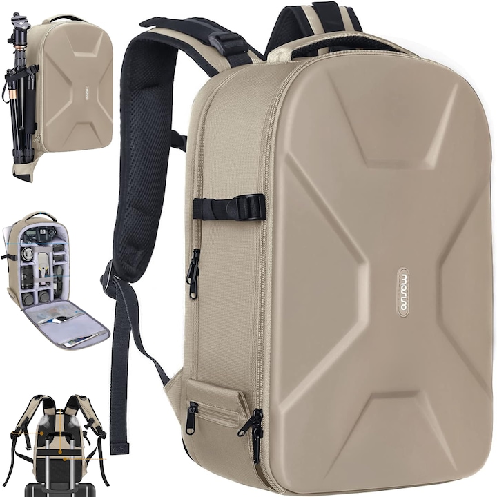 Rucsac pentru Camere Profesionale - Multifunctional DSLR - Mirrorless, Camera Sport, Drona, Suport Trepied, obiective si accesorii, Spatiu pentru Laptop, Design Ergonomic, Material Rezistent la Apa, Compartimente Reglabile si Buzunar Antifurt, 44x30x19CM