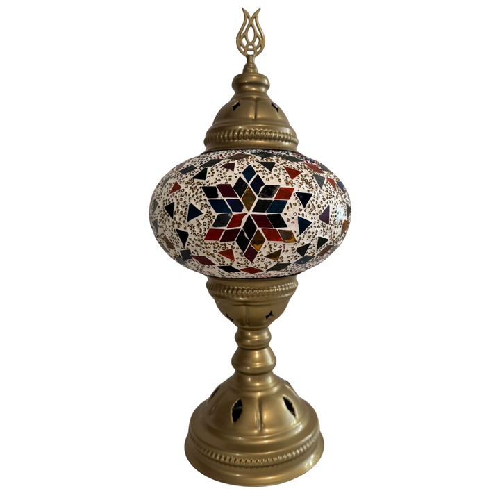 Veioză Squid Lighting, mozaic colorat, suport metalic antichizat, 28 cm