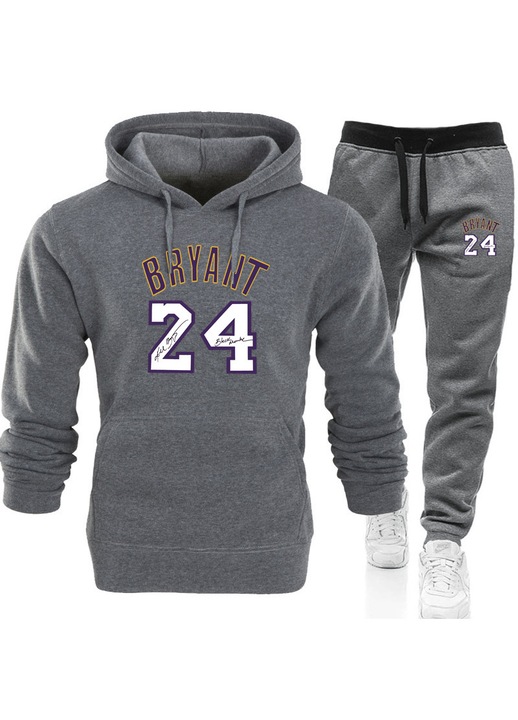 Treninguri lifestyle barbati, hanorac baschet 24 Kobe, gri inchis, pantaloni negri, set