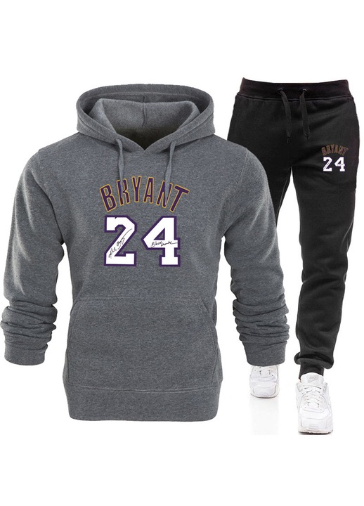 Treninguri barbati, hanorac baschet, gri inchis + pantaloni negri, set, 2XL INTL