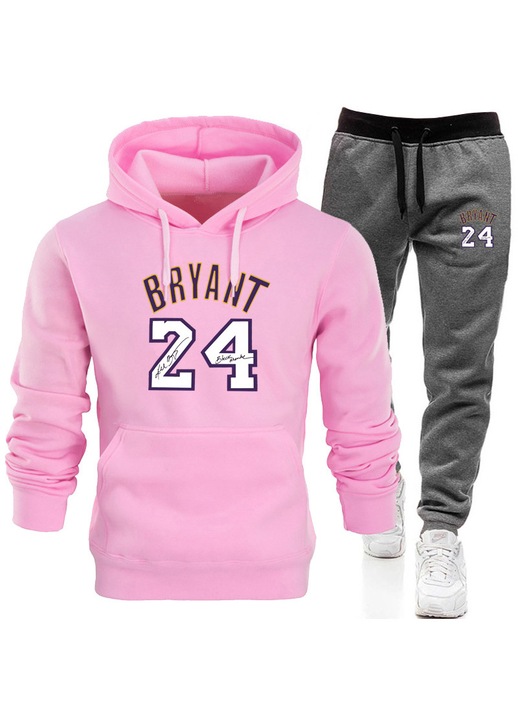 Treninguri lifestyle barbati, hanorac de baschet, bluza cu gluga roz, pantaloni gri inchis, set