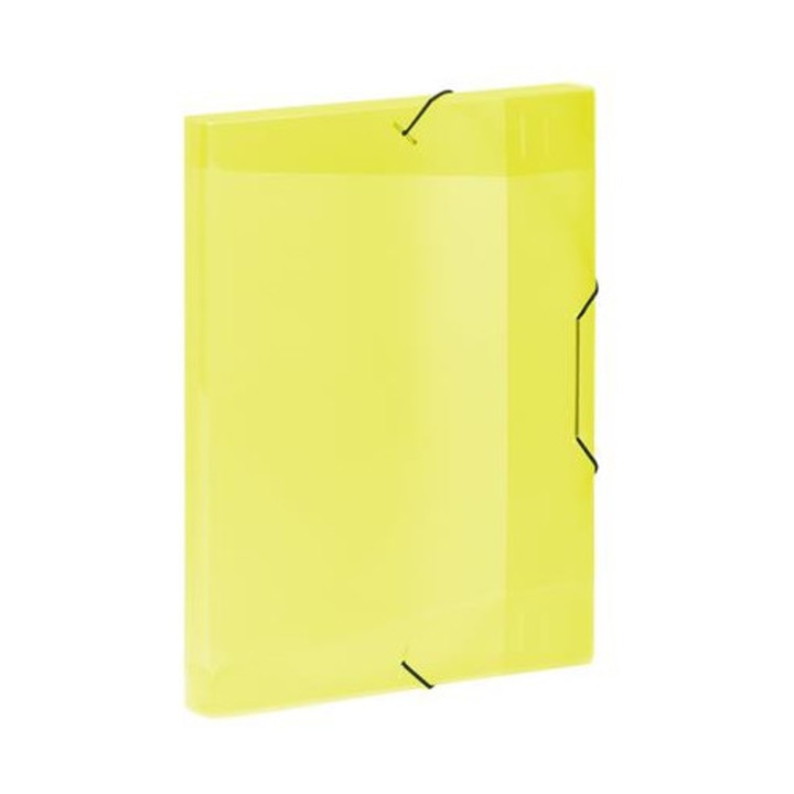 Mapă cu elastic, 30 mm, PP, A4, VIQUEL "Coolbox", galben translucid