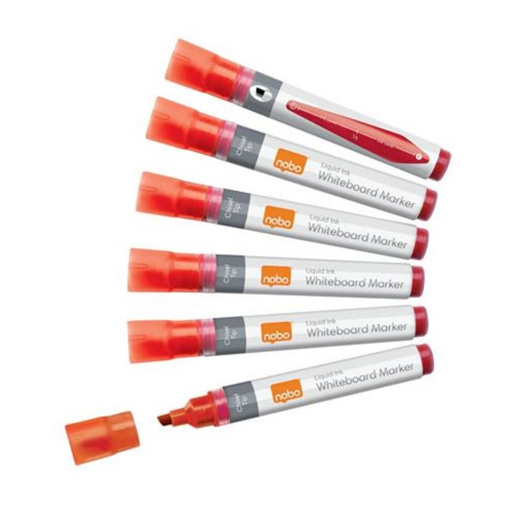 Маркер за бяла дъска, скосен връх, 4 мм, NOBO, червен