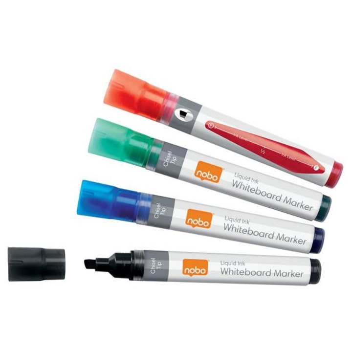 Маркер за бяла дъска, скосен връх, 4 мм, NOBO, 4 различни цвята
