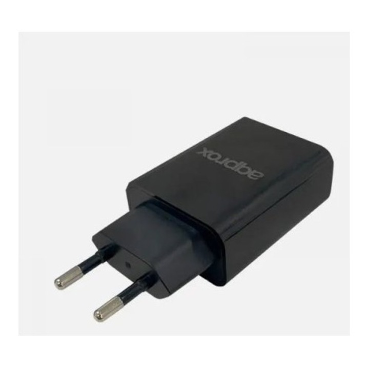 Approx APPUSBWALL24B Mini Double USB Charger 12W Black, 232688, Töltő
