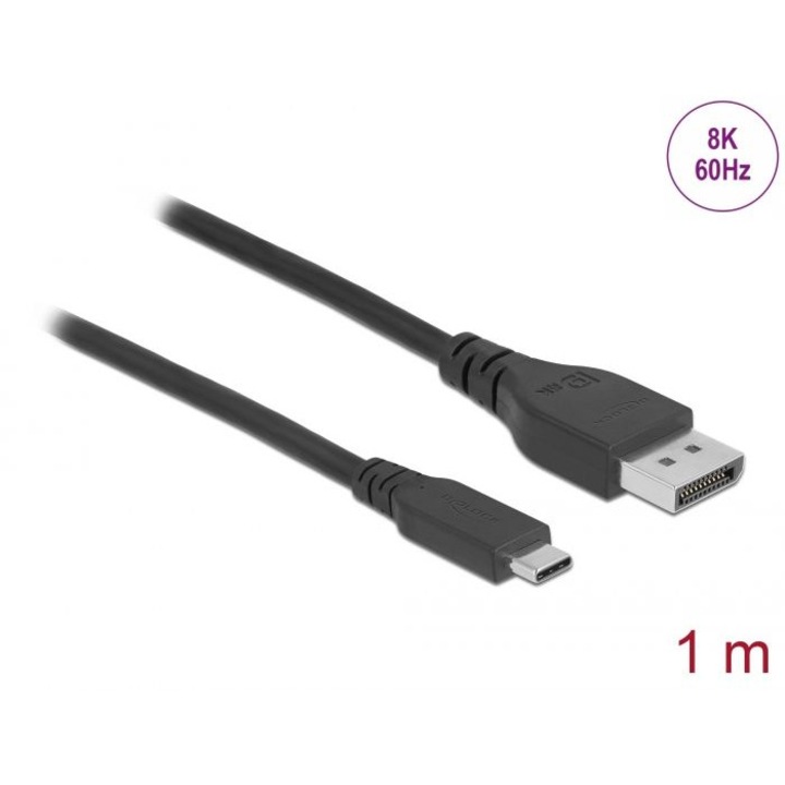 Cablu USB, DeLock, Type-C, 1m, HD, negru
