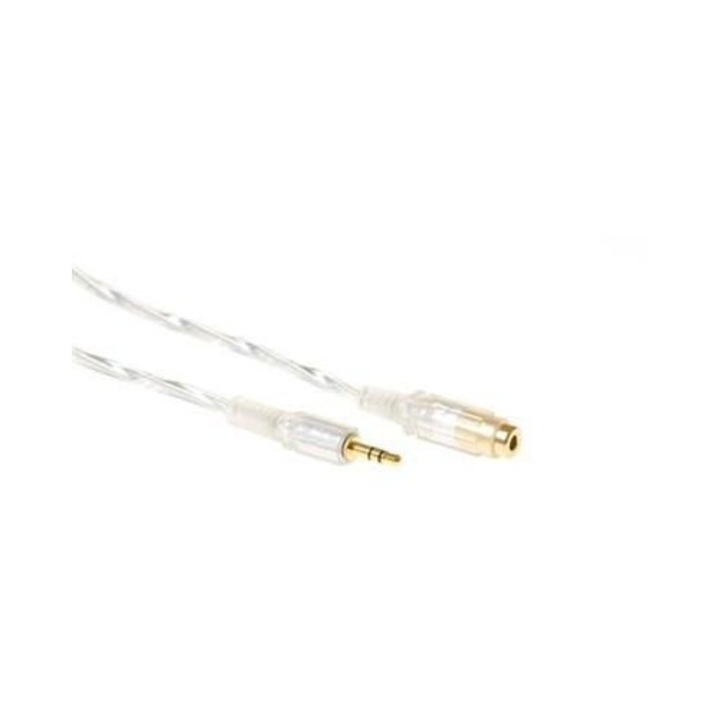 ACT High quality audio connection cable 1x 3, 5 mmm jack male to 1x 3.5mm stereo jack female 5m Transparent, 250134, Kábel