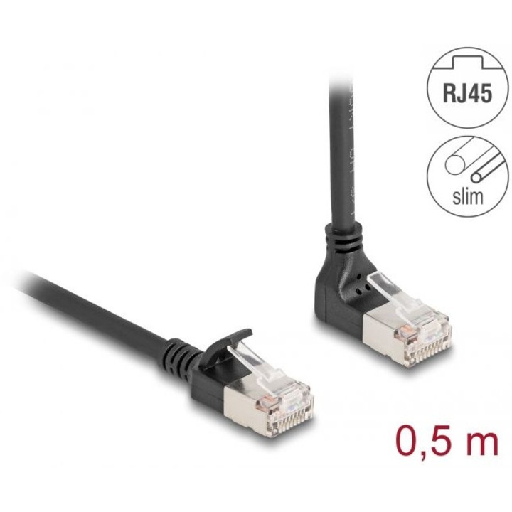 DeLock CAT6A S-FTP Patch Cable 0, 5m Black, 226053, Hálózati kábelek
