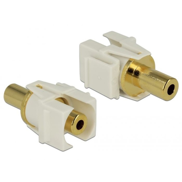 DeLock Keystone module Stereo jack 3.5 mm female > Stereo jack 3.5 mm female gold plated, 139712, Hálózati eszközök