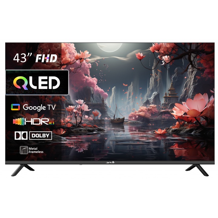 Телевизор ARIELLI QLED43QM10GTV SMART, 109, 2 см, FULL HD, Smart TV, Dynamic Noise Reduction, Wi-Fi, Class E, Черен