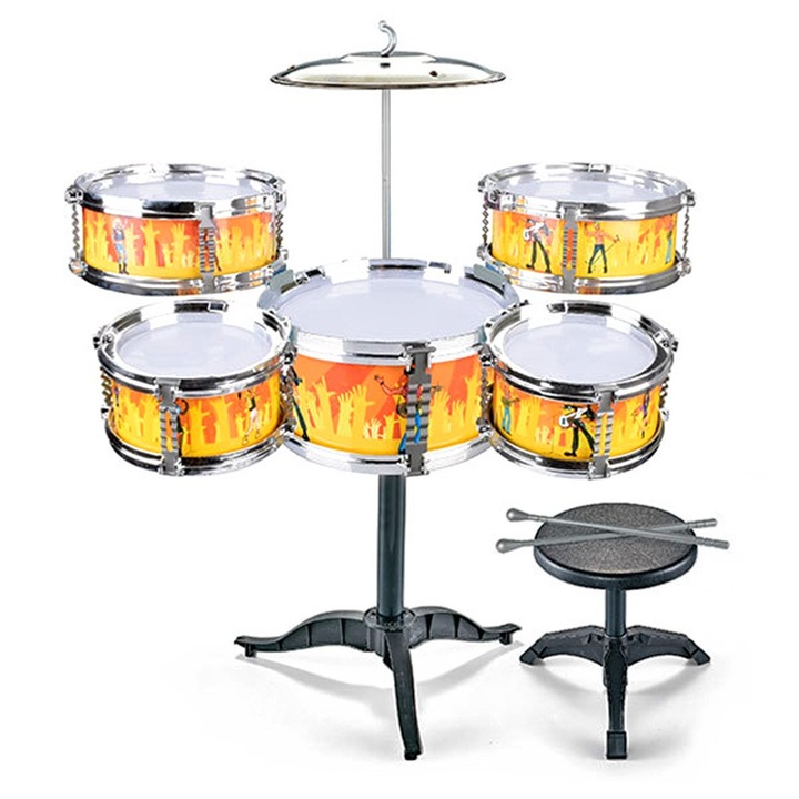 Детски барабани и столче EmonaMall W4620, Жълт