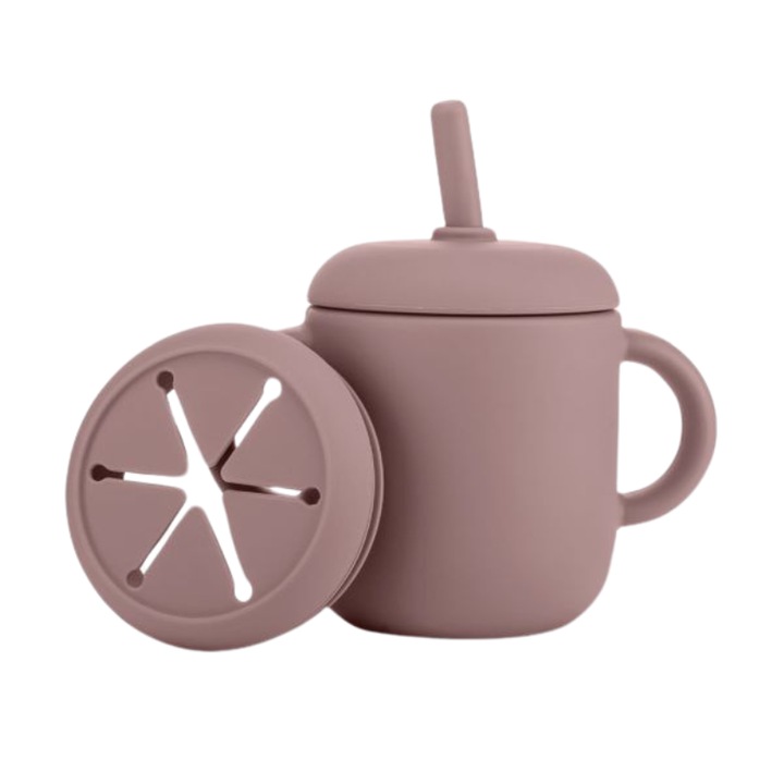 Купа Reer, силиконова 2в1, розова, 180ml, за деца над 6 месеца, комплект