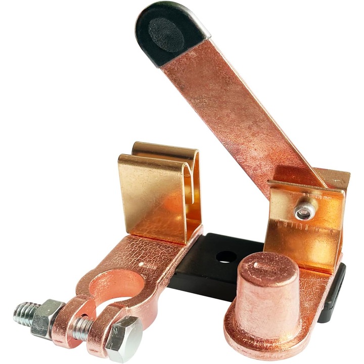 Comutator de deconectare pentru baterie cu post lateral, 12V 24V, tip cutit, 200A, din alama, pentru masina, barca, ATV