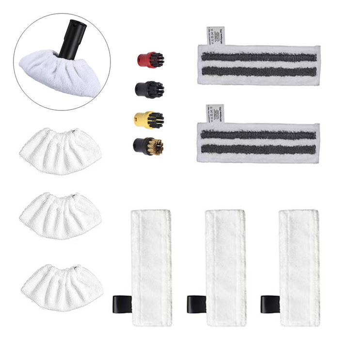 Tisztító tartozékkészlet gőztisztítókhoz, 12 részes, kompatibilis Karcher SC1 SC2 SC3 SC4 SC5 SC7 CTK10 CTK20