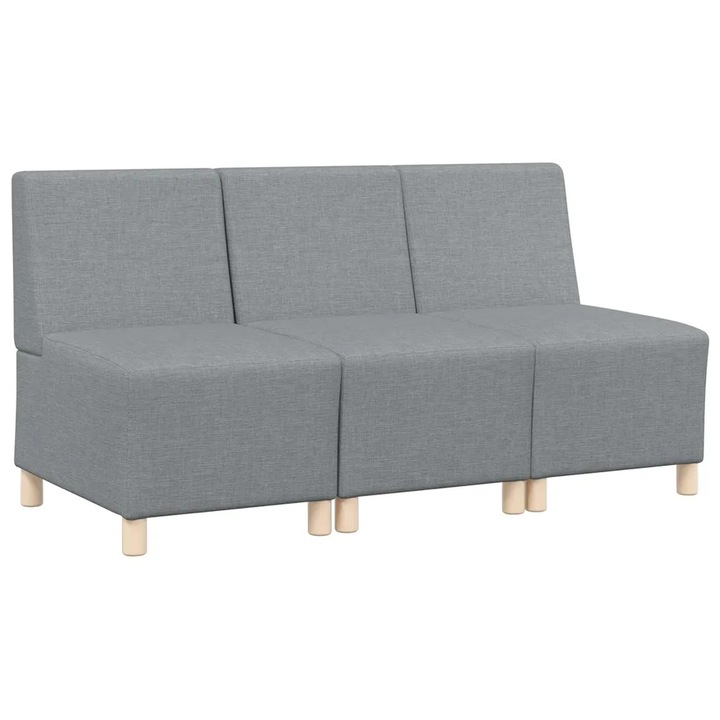 Unitate Sofa Modulara Fara Brate vidaXL 3 pcs Gri deschis