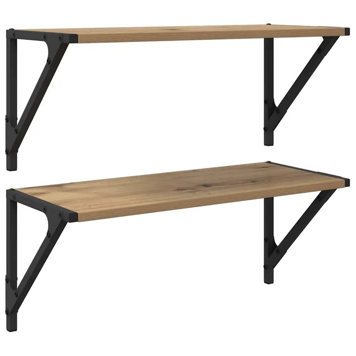 Semele de perete vidaXL 2 pcs Stejar Artizanal 60 x 25 x 25, 5 cm