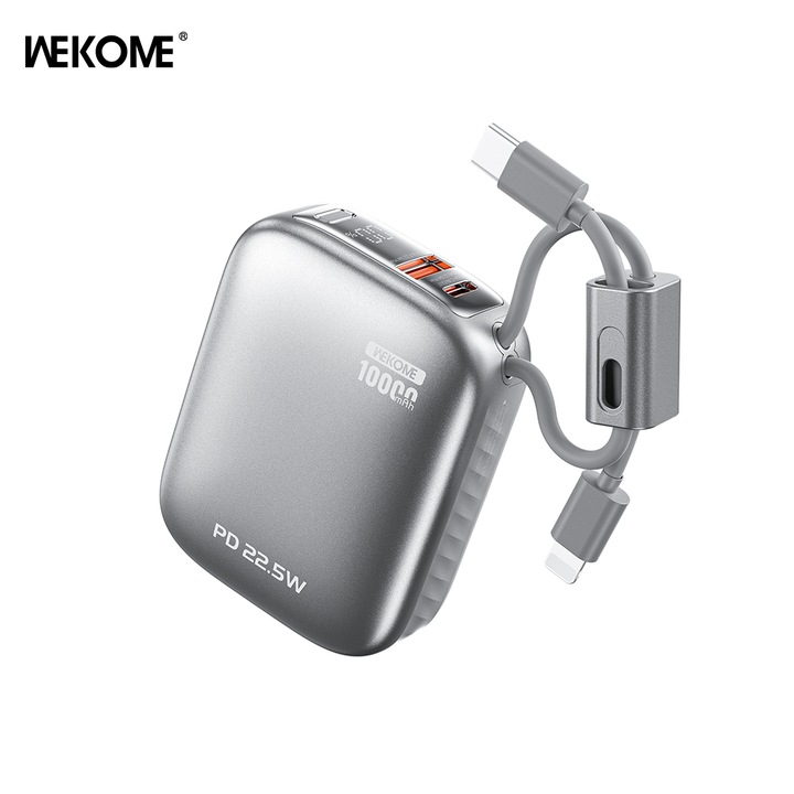 Baterie externa WEKOME® F97 Mini 10000mAh Power Bank 22.5W Super Rapid 3 Porturi + Display Digital