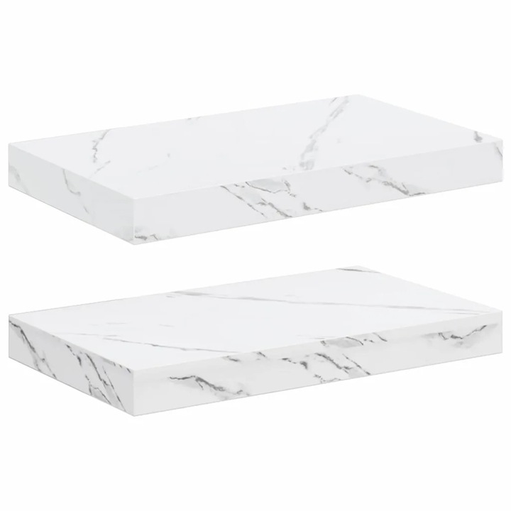 Raft de perete vidaXL Pe perete 2 pcs Marmura alba 40 x 23 5 x 4 cm