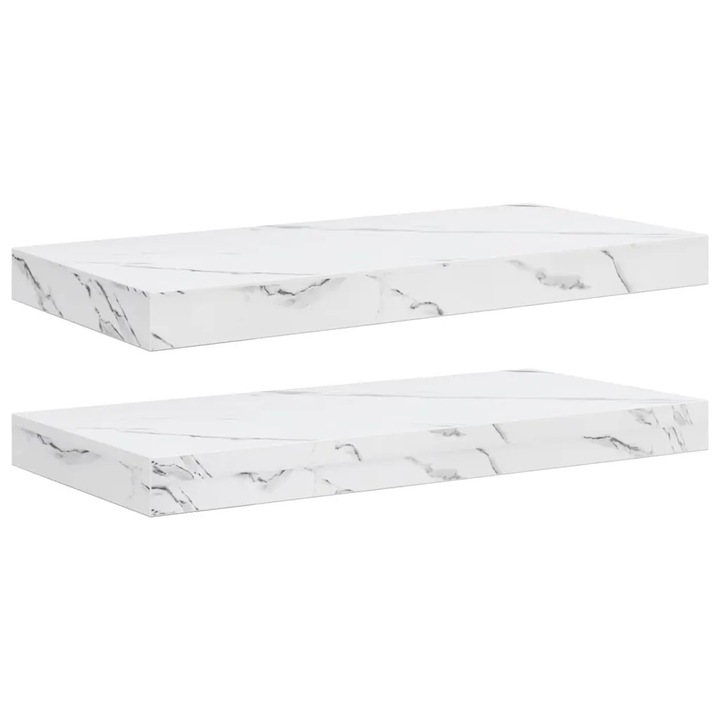 Raft de perete vidaXL Pe perete 2 pcs Marmura alba 50 x 23 5 x 4 cm