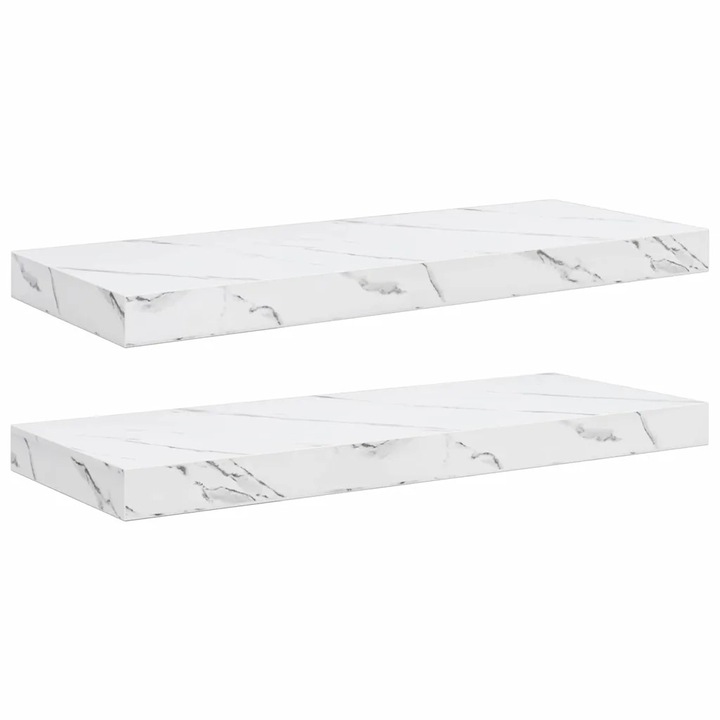Raft de perete vidaXL Pe perete 2 pcs Marmura alba 60 x 23 5 x 4 cm
