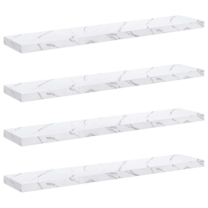 Raft de perete vidaXL Pe perete 4 pcs Marmura alba 120 x 23, 5 x 4 cm