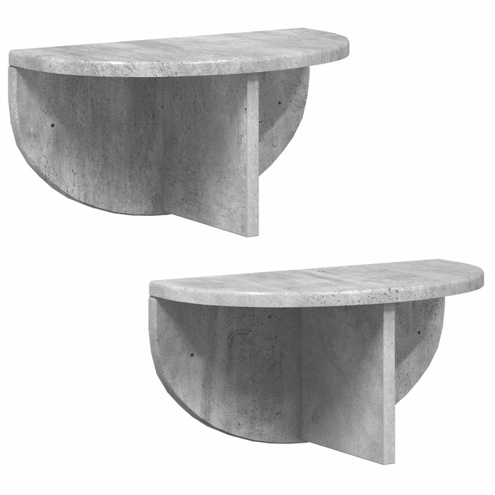 Raft de perete vidaXL Pe perete 2 pcs Gri din beton 38 x 19 x 19 cm