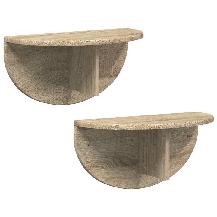 Raft de perete vidaXL Pe perete 2 pcs Stejar Sonoma 48 x 24 x 24 cm