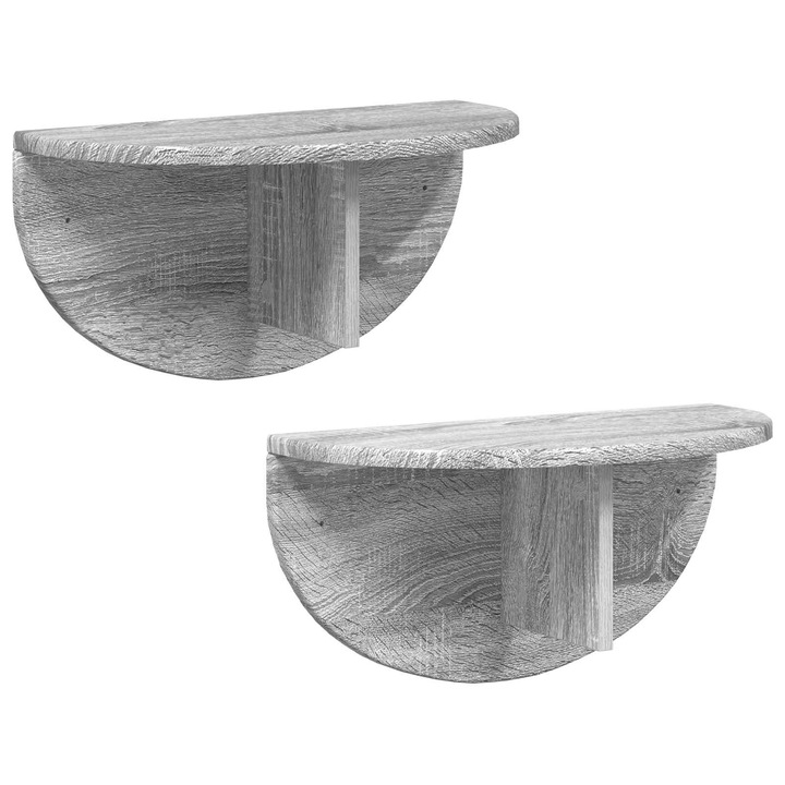 Raft de perete vidaXL 2 pcs Gri Sonoma 48 x 24 x 24 cm Lemn compozit