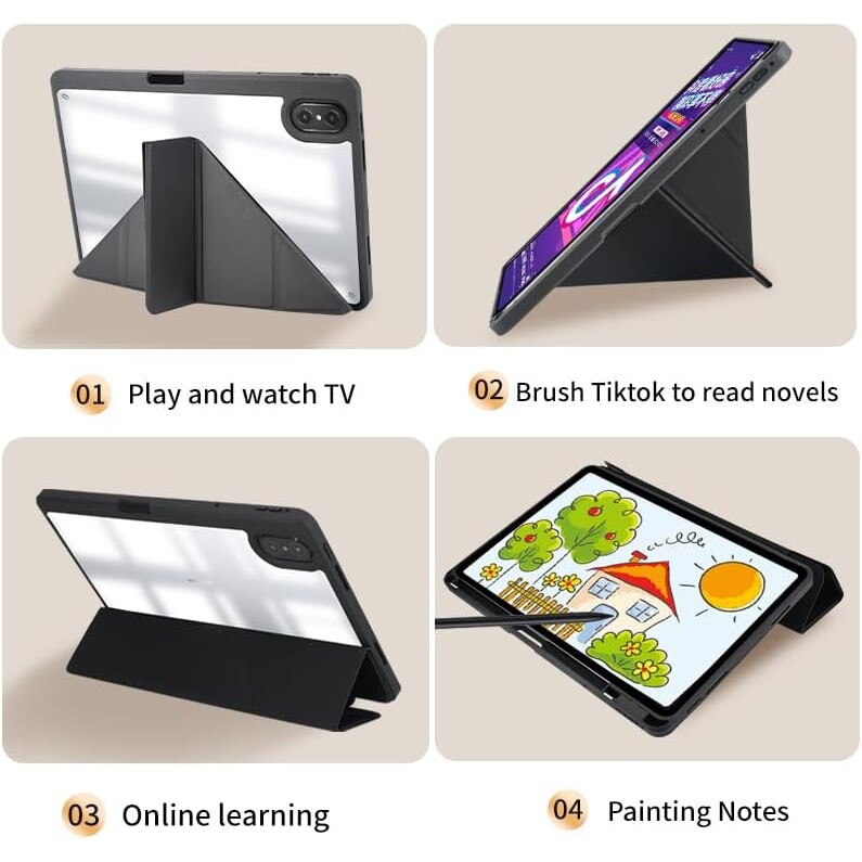 Husa premium pentru Samsung Galaxy Tab A11/A9 (2025/2023), 8.7", Sigloo, tip Origami, suport Smart Pen, rezistent la socuri, Roz