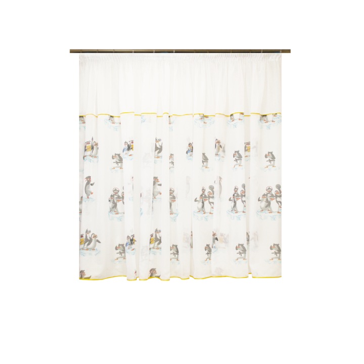 Perdea Velaria voal alb cu pinguini, 440x155 cm