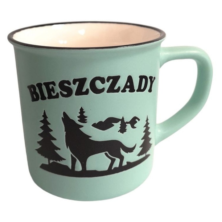 Cana ceramica Bieszczady, 400 ml, mint, 9,5x10cm, set elegant