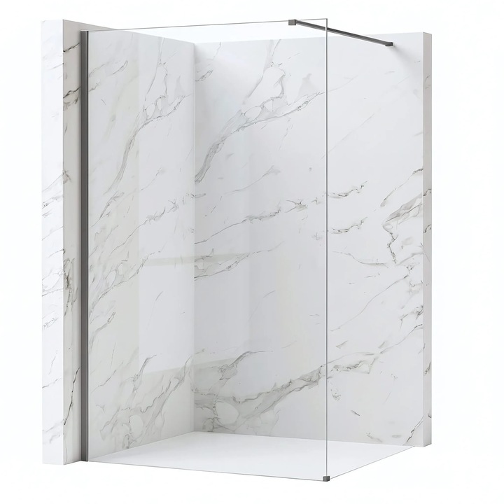 Panou de duș Rea Flexi Transparent, Titan, 140x120cm, sticlă 8mm, design walk-in