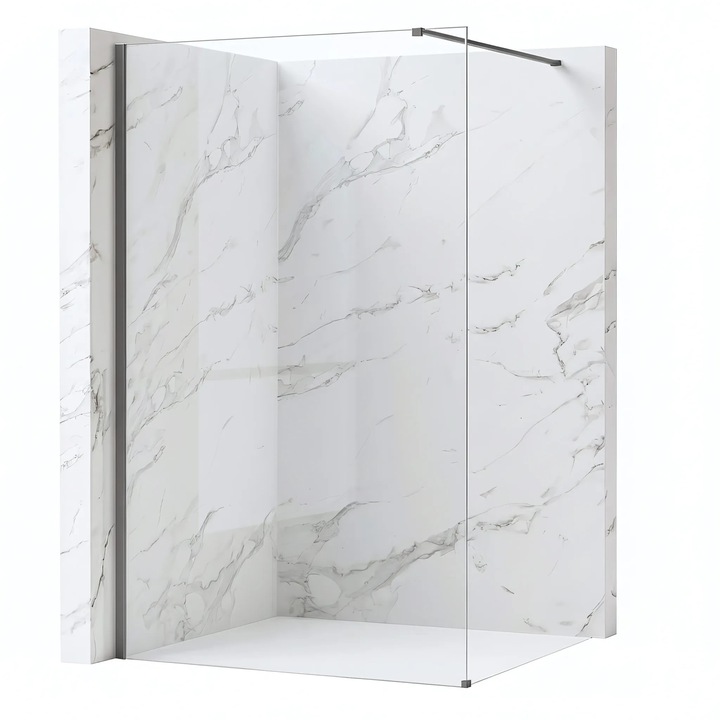 Paravan de dus Rea Flexi Transparent, titan, 8mm, 70x120cm, walk-in