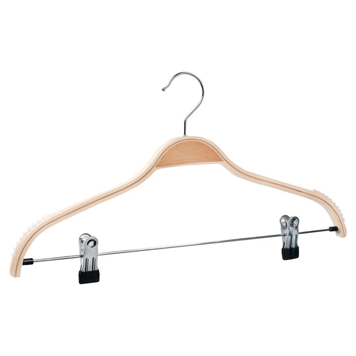 Set 5 Umerase din Lemn Laminat, HUMERO, cu Clipsuri Metalice