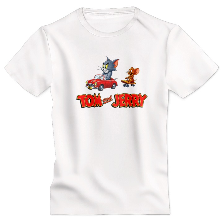 Tricou personalizat Tom si Jerry model 8 alb 3XL Motrix