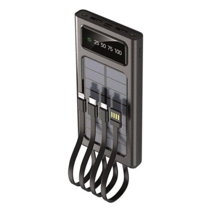 2GO Solar 10000mAh PowerBank Black, 208168, Powerbank
