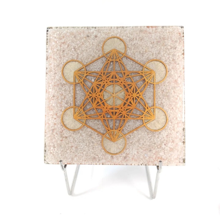 Cubul lui Metatron obiect decorativ cristaloterapie din pietre naturale, Elvero, orgon, 35 cm x 35 cm, 8.3 kg