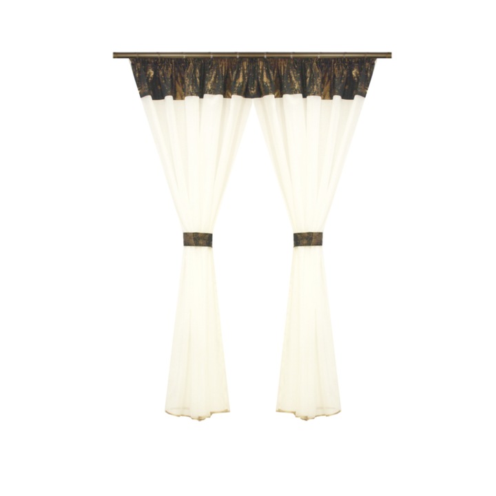 Perdea Velaria in ivoire lucios si suet negru patinat, 280x155 cm