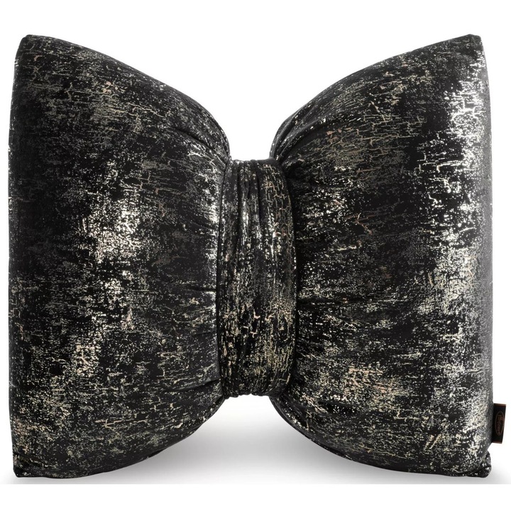Díszpárna Masni Formájú, Eurofirany, Kokarda Modell, Puha És Kellemes Tapintású Bársony Anyag, Elegáns És Modern Design, Ideális Nappaliba Vagy Hálószobába, Raffinált Glamour Stílus, 45x55cm, Fekete