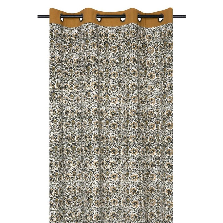 Kész Függöny, STOF, Soleia, 140x260 cm, Virágos és Növényi Minta, Kiváló Minőségű Pamut Anyag, Klasszikus és Természetes Stílus, Intimitást Biztosít, Ideális Nappaliba vagy Hálószobába, Többszínű