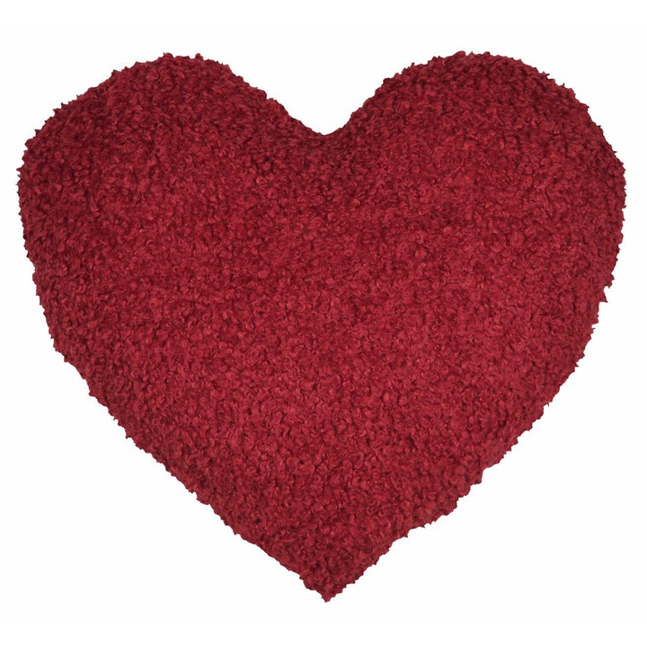 Díszpárna szív alakú, textil, Klaus modell, ünnepi karácsonyi design, puha és kellemes tapintású anyag, varázslatos ünnepi hangulatot teremt, ideális ajándék, 40x45cm, piros