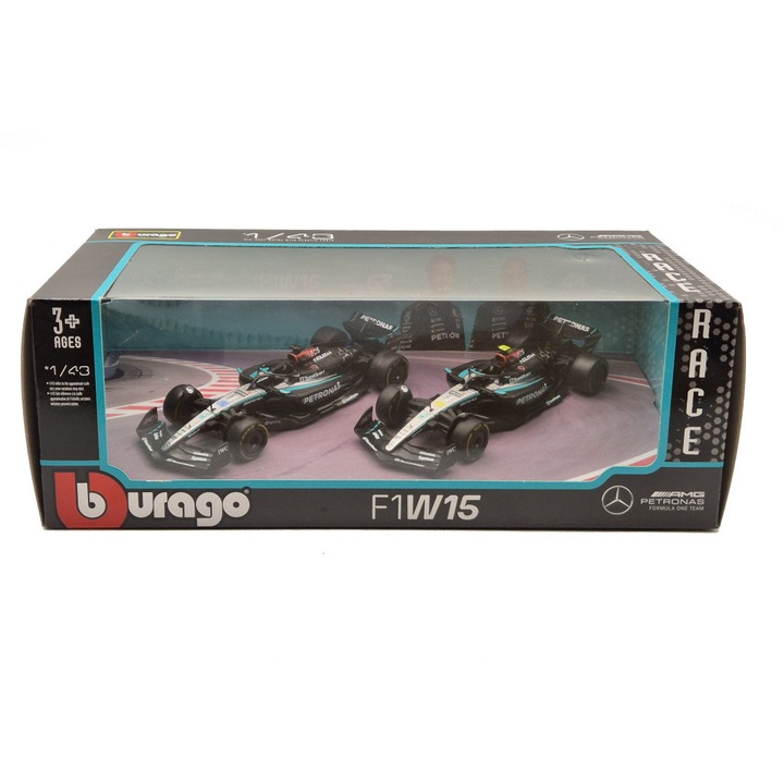 Mercedes W15 F1 szett (2024) - #44 Lewis Hamilton - #63 George Russel - Bburago - 1:43