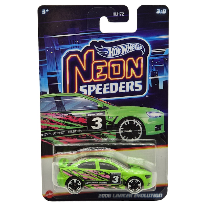 Hot Wheels 2008 Mitsubishi Lancer Evolution - Neon Speeders - Hot Wheels - 1:64