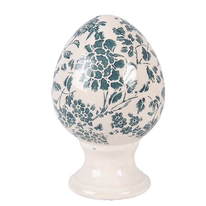 Ou Paste decorativ ceramica bej verde Ø 9x14 cm