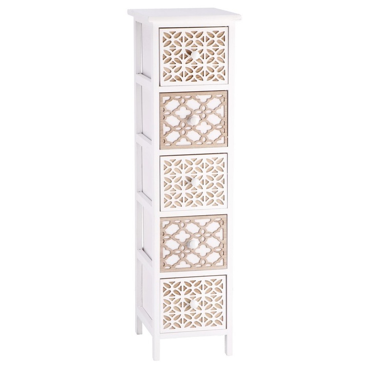 Comoda lemn alb maro 26 x 32 x 98 cm