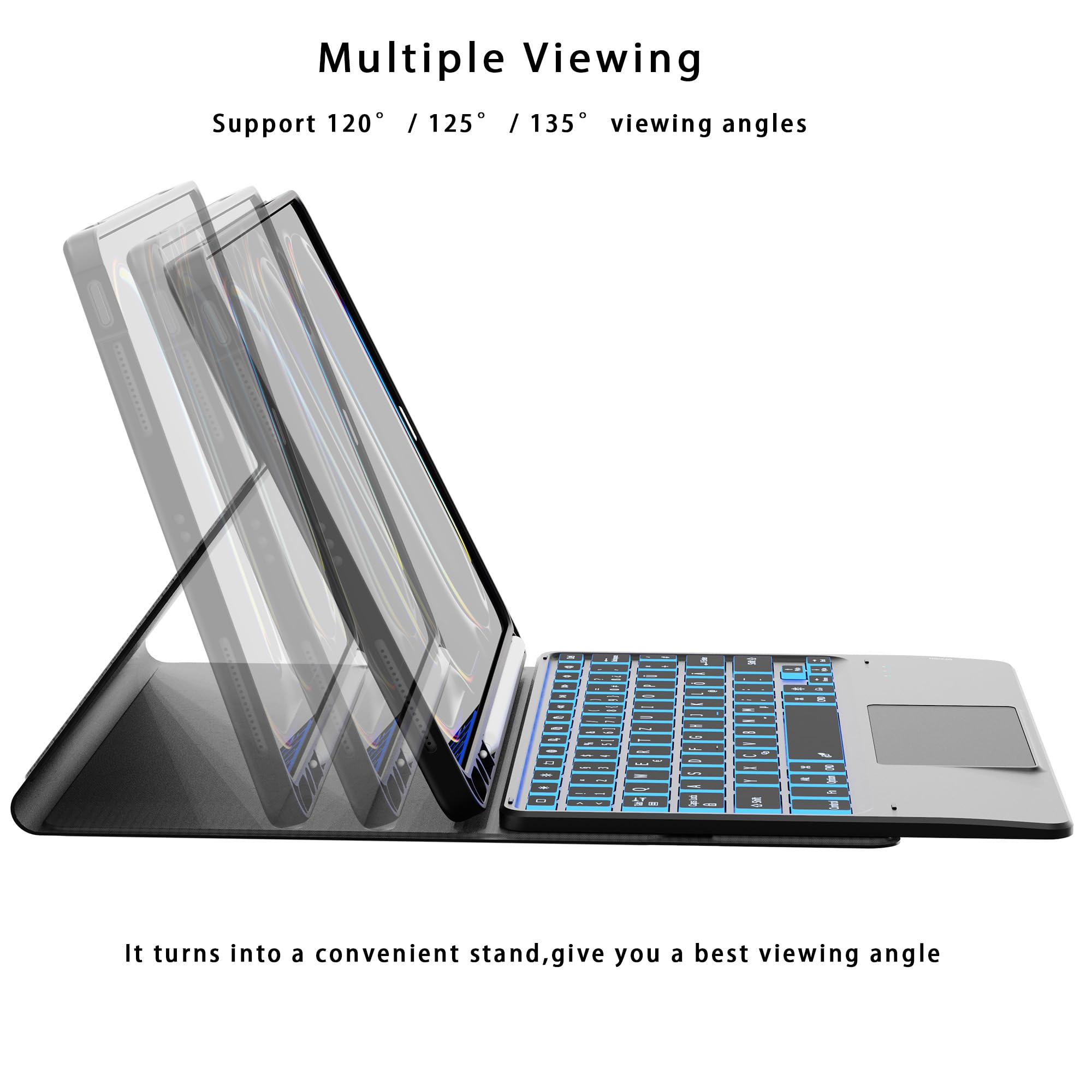 Husa cu tastatura iluminata pentru iPad Pro 11 inch M4 2024, negru